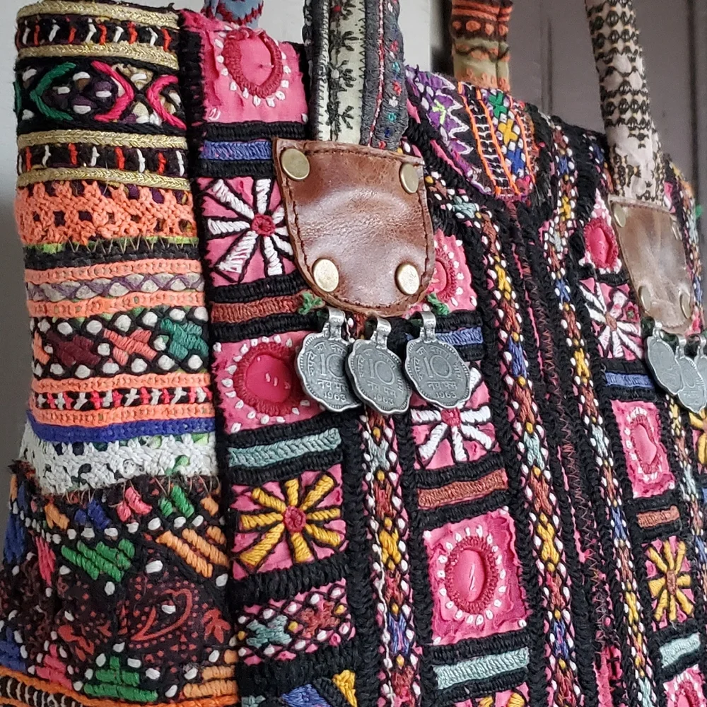 artisan banjara Zari Ethnic handmade Embroidered Repurposed Patchwork bag